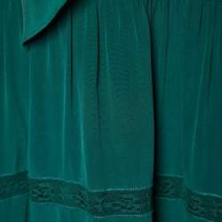 Max Mara Studio Green Crepe Silk Tiered Maxi Dress M