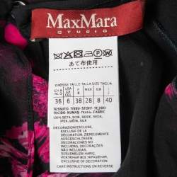 Pre Owned Max Mara Studio Black Floral Printed Silk Top S