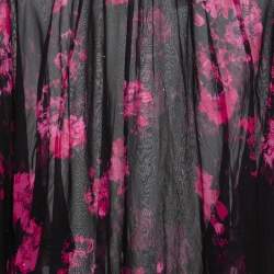 Pre Owned Max Mara Studio Black Floral Printed Silk Top S