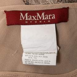 Max Mara Studio Beige Silk And Lace Insert Tunic Dress S