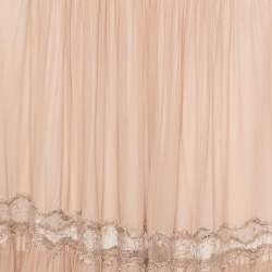 Max Mara Studio Beige Silk And Lace Insert Tunic Dress S