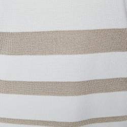 Pre Owned Max Mara Studio Crema & Gold Striped Knit Tank Top S