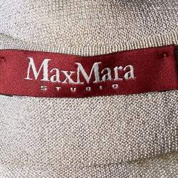 Pre Owned Max Mara Studio Crema & Gold Striped Knit Tank Top S