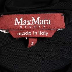 Pre Owned Max Mara Studio Black Jersey Draped Midi Dress S