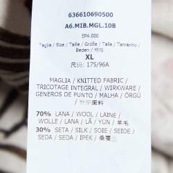 Max Mara Studio Beige Floral Print Wool & Silk Knit Top XL