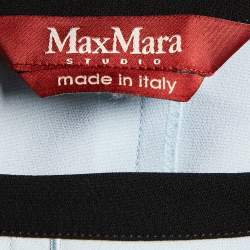 Max Mara Studio Blue Crepe Contrast Sleeve Blouse M