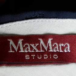 Pre Owned Max Mara Studio Navy Blue Crepe Tapered Leg Trousers S