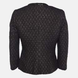 Max Mara Studio Brown Lurex Jacquard hook Front Jacket M