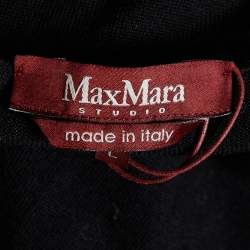 Max Mara Studio Black Wool Knit Midi Dress L