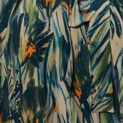 Max Mara Studio Multicolor Printed Silk Neck Tie Detail Top M
