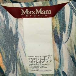 Max Mara Studio Multicolor Printed Silk Neck Tie Detail Top M