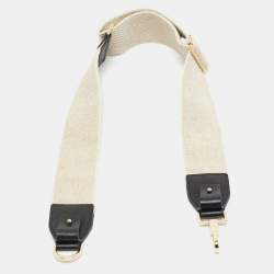 Max Mara Beige/Black Canvas and Leather Shoulder Bag Strap