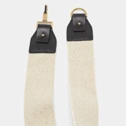 Max Mara Beige/Black Canvas and Leather Shoulder Bag Strap