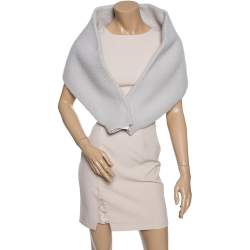Pre Owned Max Mara Light Grey Wool & Cashmere Muffler 