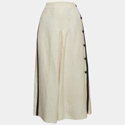 Pre Owned Max Mara Cream Linen Blend Nievo Culottes M