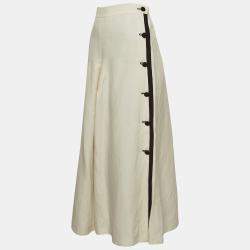 Pre Owned Max Mara Cream Linen Blend Nievo Culottes M