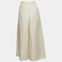 Pre Owned Max Mara Cream Linen Blend Nievo Culottes M