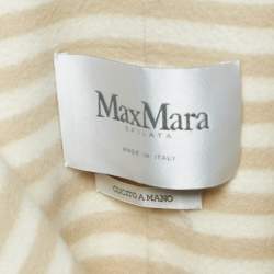 Max Mara Beige/White Stripe Wool Double Breasted Belted Trench Coat S