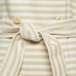 Max Mara Beige/White Stripe Wool Double Breasted Belted Trench Coat S