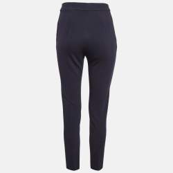 Pre Owned Max Mara Navy Blue Stretch Crepe Formal Trousers XS