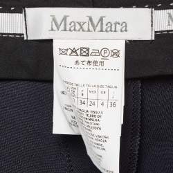 Pre Owned Max Mara Navy Blue Stretch Crepe Formal Trousers XS