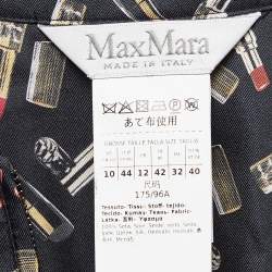 Max Mara Blue Lipsticks Print Silk Zip-Up Jumpsuit M