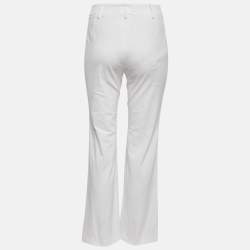 Max Mara White Cotton Straight-Leg Trousers M