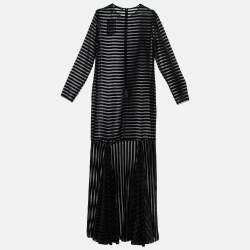 Max Mara Black Devore Petticoat Maxi Dress M