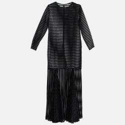 Max Mara Black Devore Petticoat Maxi Dress M