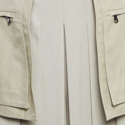 Pre Owned Max Mara Beige Crepe Pleated Flared Capri Pants M