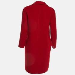 Max Mara Red Virgin Wool Mid-Length Coat S
