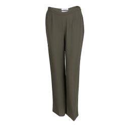 Pre Owned Max Mara Olive Green Wool High Waist Wide Leg Trousers M