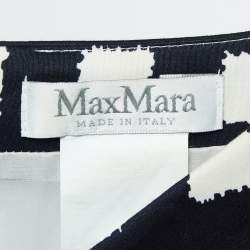 Pre Owned Max Mara Navy Blue Printed Stretch Cotton Midi Dress S