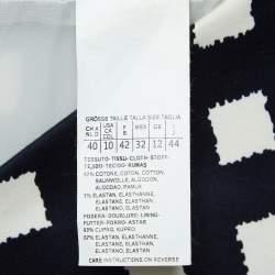 Pre Owned Max Mara Navy Blue Printed Stretch Cotton Midi Dress S