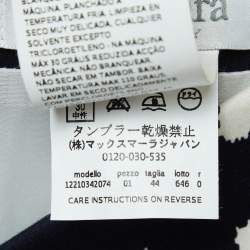 Pre Owned Max Mara Navy Blue Printed Stretch Cotton Midi Dress S