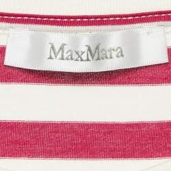 Pre Owned Max Mara Pink/White Embroidered Cotton T-Shirt M