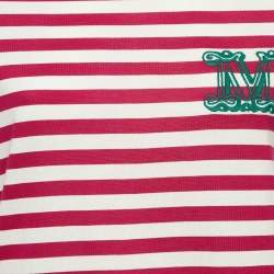 Pre Owned Max Mara Pink/White Embroidered Cotton T-Shirt M