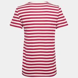 Pre Owned Max Mara Pink/White Embroidered Cotton T-Shirt M