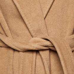 Pre Owned Max Mara Brown Camel Wool Belted Long Coat M