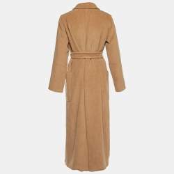 Pre Owned Max Mara Brown Camel Wool Belted Long Coat M