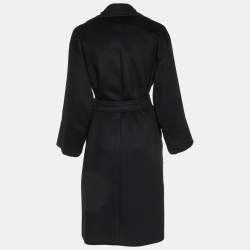 Pre Owned Max Mara Black Cashmere Belted Long Coat M