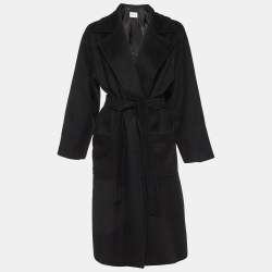 Pre Owned Max Mara Black Cashmere Belted Long Coat M