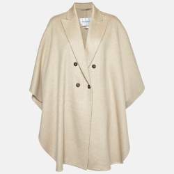 Max Mara Beige Double Cashmere Cape Coat S