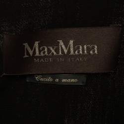 Max Mara Black Wool Front Open Ribbon Work Cropped Jacket S