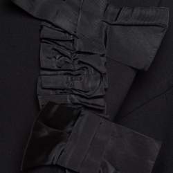 Max Mara Black Wool Front Open Ribbon Work Cropped Jacket S