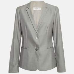 Max Mara Grey Wool Single Breasted Blazer M