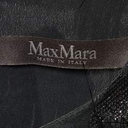 Pre Owned Max Mara Black Lurex Silk Fringed Sleeveless Top L