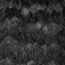 Pre Owned Max Mara Black Lurex Silk Fringed Sleeveless Top L