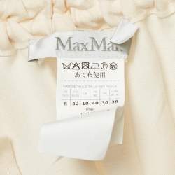 Pre Owned Max Mara Cream Linen Blend Pleated Midi Drina Dress M