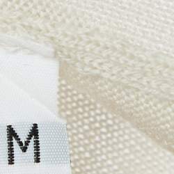 Max Mara Off White Embellished Knit Open Front Cardigan M